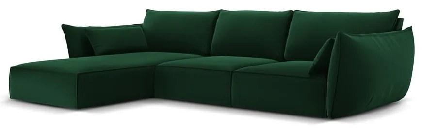 Тъмнозелен кадифен ъглов диван (ляв ъгъл) Vanda – Mazzini Sofas