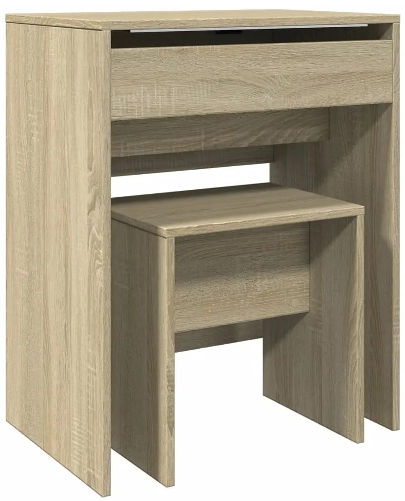 848215 vidaXL Тоалетка и табуретка, сонома дъб, 60x40x113,5 см