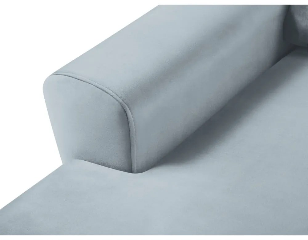 Светлосин кадифен разтегателен ъглов диван с място за съхранение (ляв ъгъл) Kyoto – Cosmopolitan Design