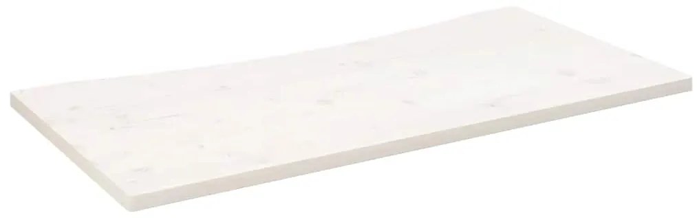 824436 vidaXL Плот за бюро, бял, 110x55x2,5 см, борово дърво масив