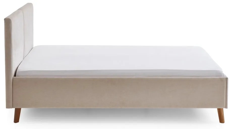 Бежово двойно легло 140x200 cm тапицирано с включена подматрачна рамка Piano – Meise Möbel