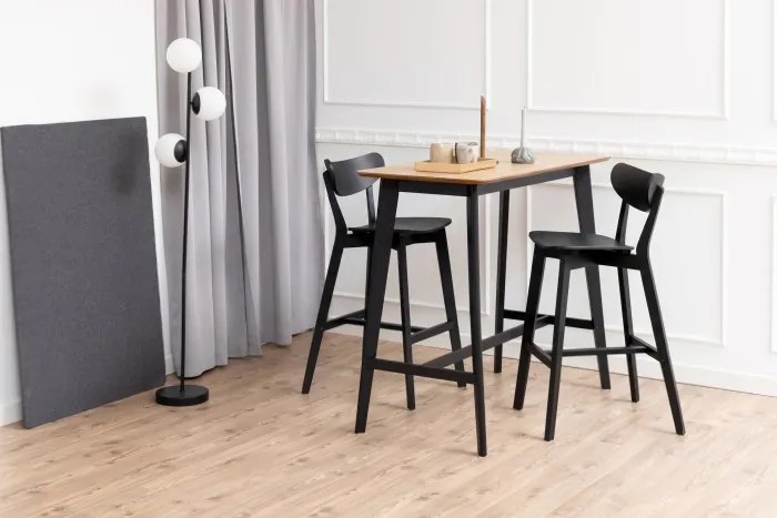 РОКСИ Черен - ДЪРВЕН ХОКЕР БАР СТОЛ ЗА КУХНЯ ХОЛ РЕСТОРАНТ РЕТРО