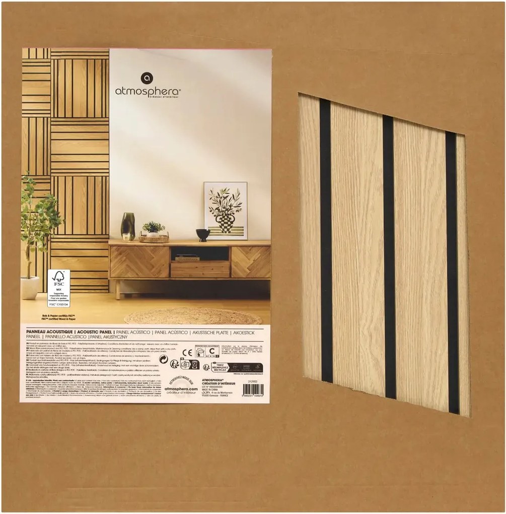 Акустичен декоративен панел atmosphera Colva, MDF, 60x60 cm, Светло дърво