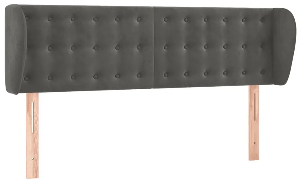 3117627 vidaXL Горна табла за легло с уши, тъмносива, 147x23x78/88 см, кадифе