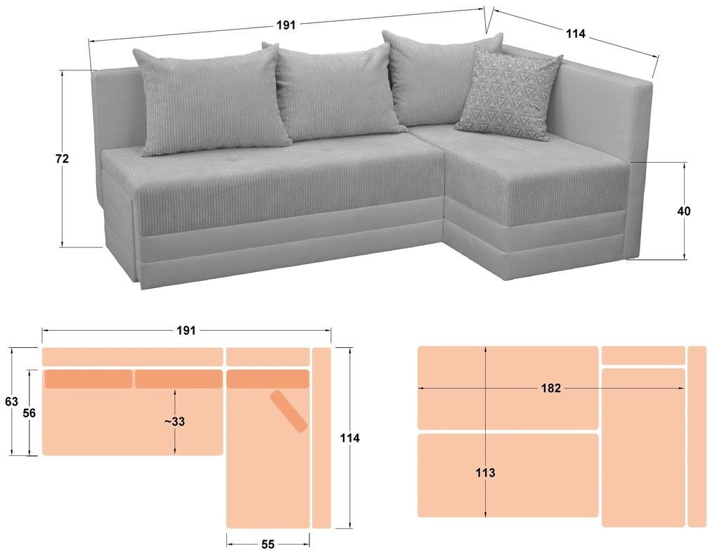 Разтегателен ъглов диван Арамо