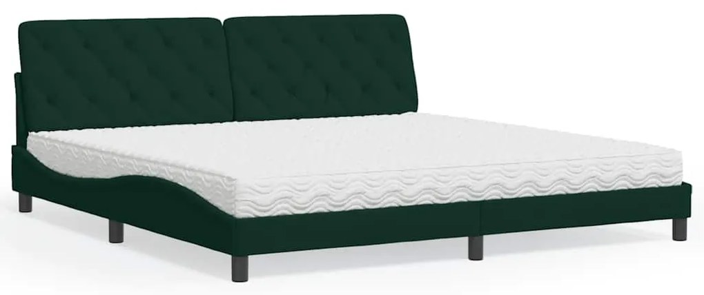 3208679 vidaXL Легло с матрак, тъмнозелено, 200x200 см, кадифе