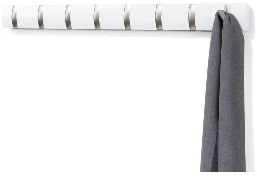 Бяла стенна закачалка от тополово дърво Flip - Umbra