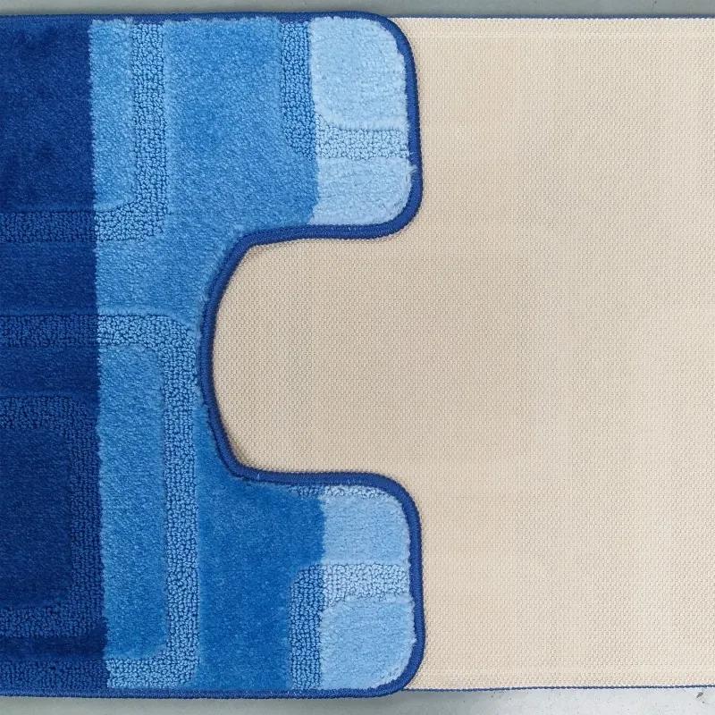 Сини нехлъзгави килимчета за баня 50 cm x 80 cm + 40 cm x 50 cm