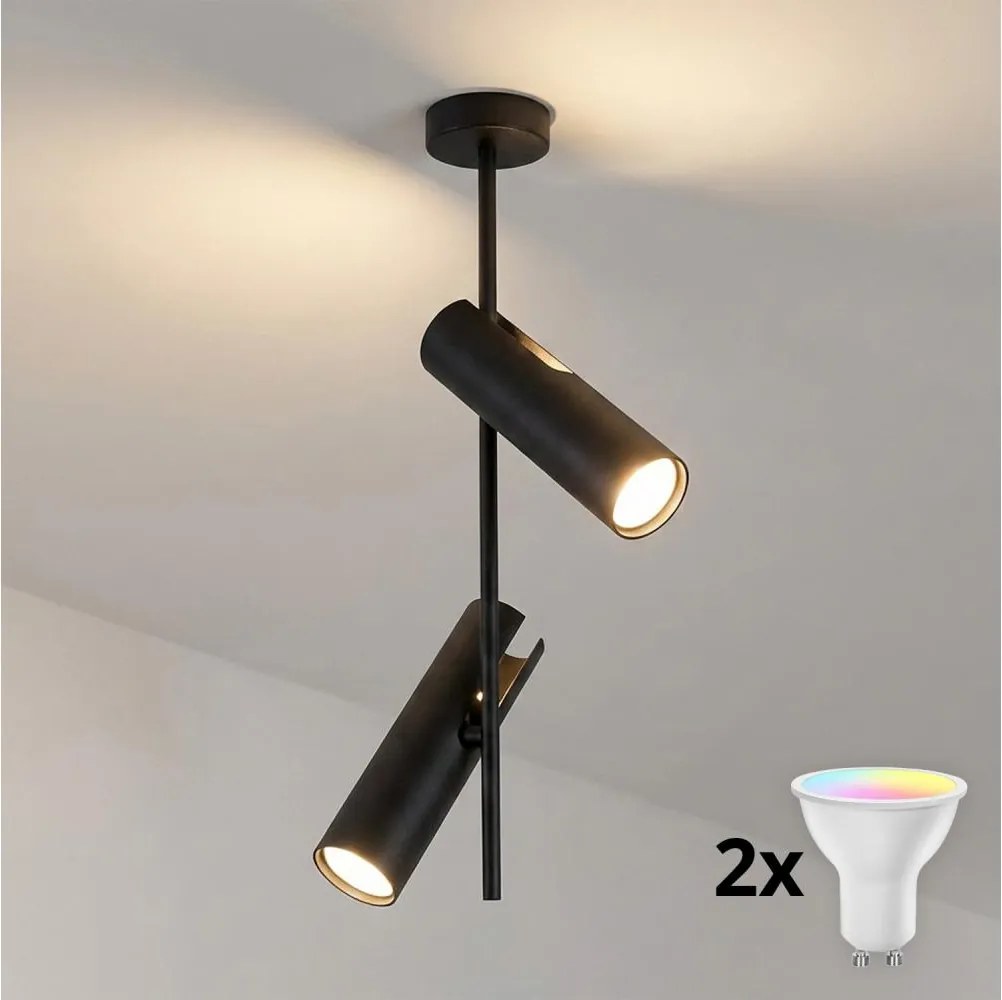 BRILAGI - LED RGBW димируем полилей на тръба BRANCH 2xGU10/6,5W/230V черен