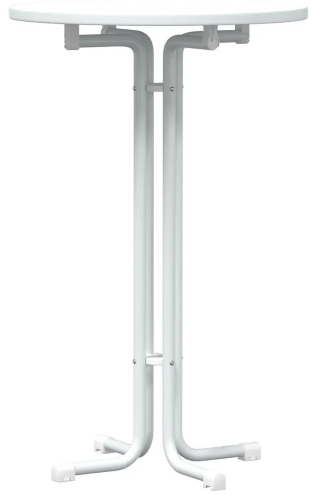 4008302 vidaXL Бар маса, бяла, Ø70x110 см, инженерно дърво и стомана