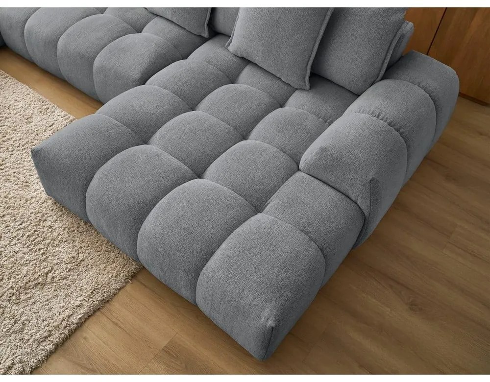 Тъмносив шенилов сгъваем/с място за съхранение ъглов диван (ляв ъгъл/U форма) Everest – Bobochic Paris