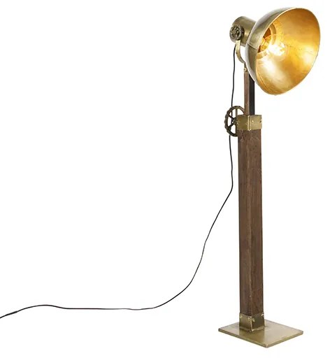 Индустриална подова лампа бронз с мангово дърво - Mangoes