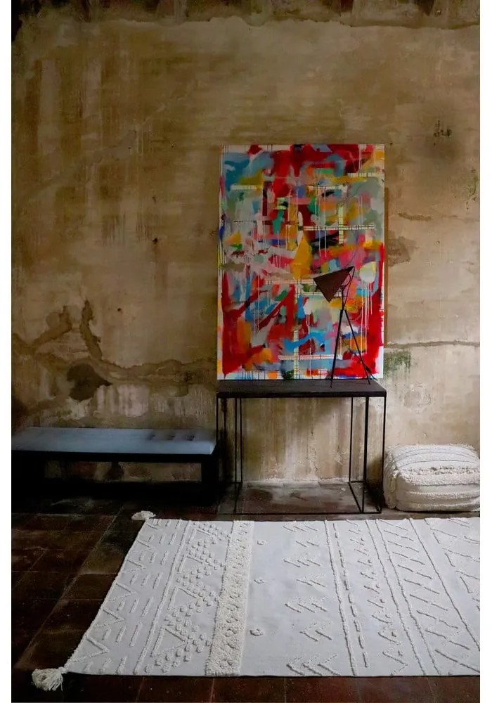 Бял ръчно изработен памучен килим подходящ за пране 120x160 cm Tribu Natural – Lorena Canals