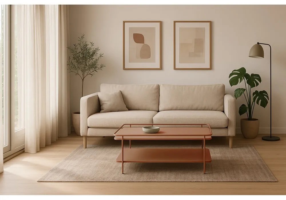 Теракотена метална масичка за кафе 55x110 cm Yuba – Unique Furniture