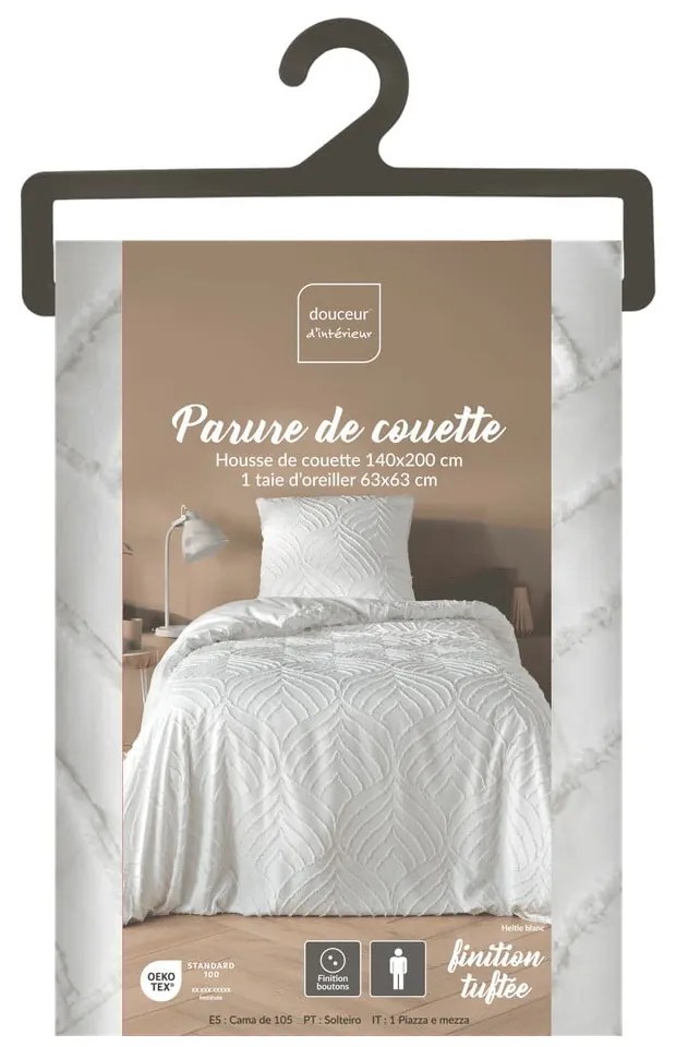 Бяло единично спално бельо от микрофибър 140x200 cm Heltie – douceur d'intérieur