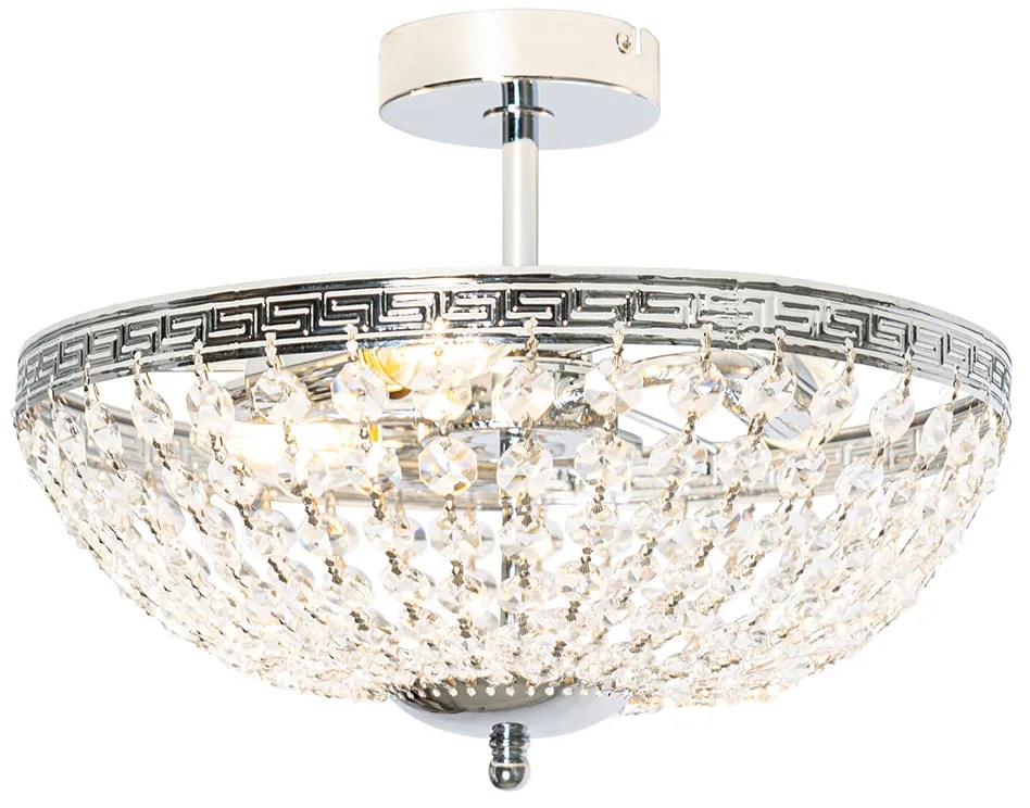 Класически таванен аплик стомана с кристал 3-светлина - Mondrian