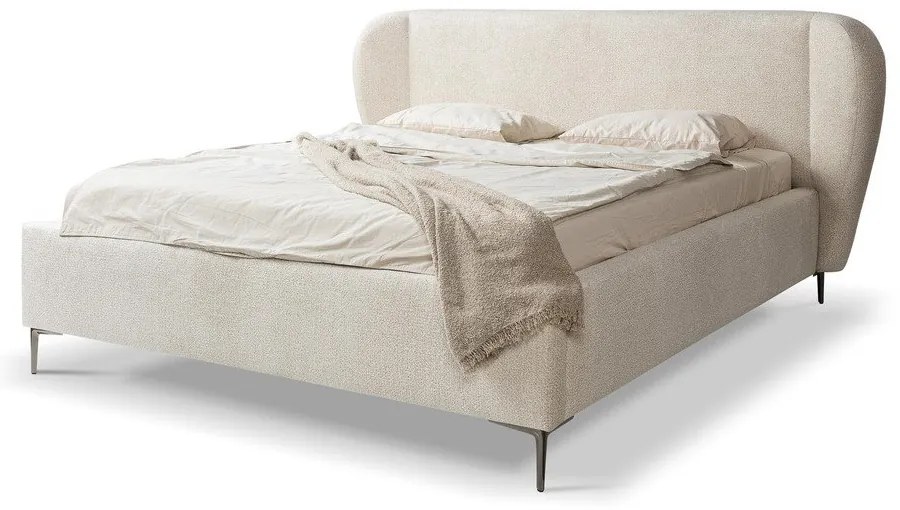 Бежово двойно тапицирано легло с включена подматрачна рамка 140x200 cm Makana – Makamii