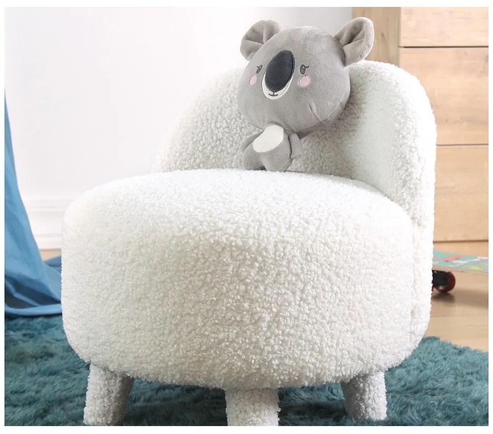 Бял детски фотьойл от плат букле Moouv – Artie