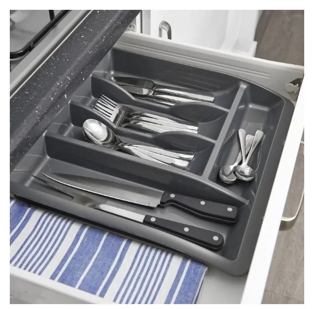 Класически органайзер за прибори за хранене, сив, 40 x 38,5 cm - Addis