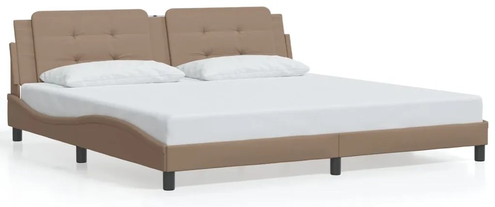 3208209 vidaXL Рамка за легло без матрак Zadar, капучино, 200x200 см, изкуствена кожа