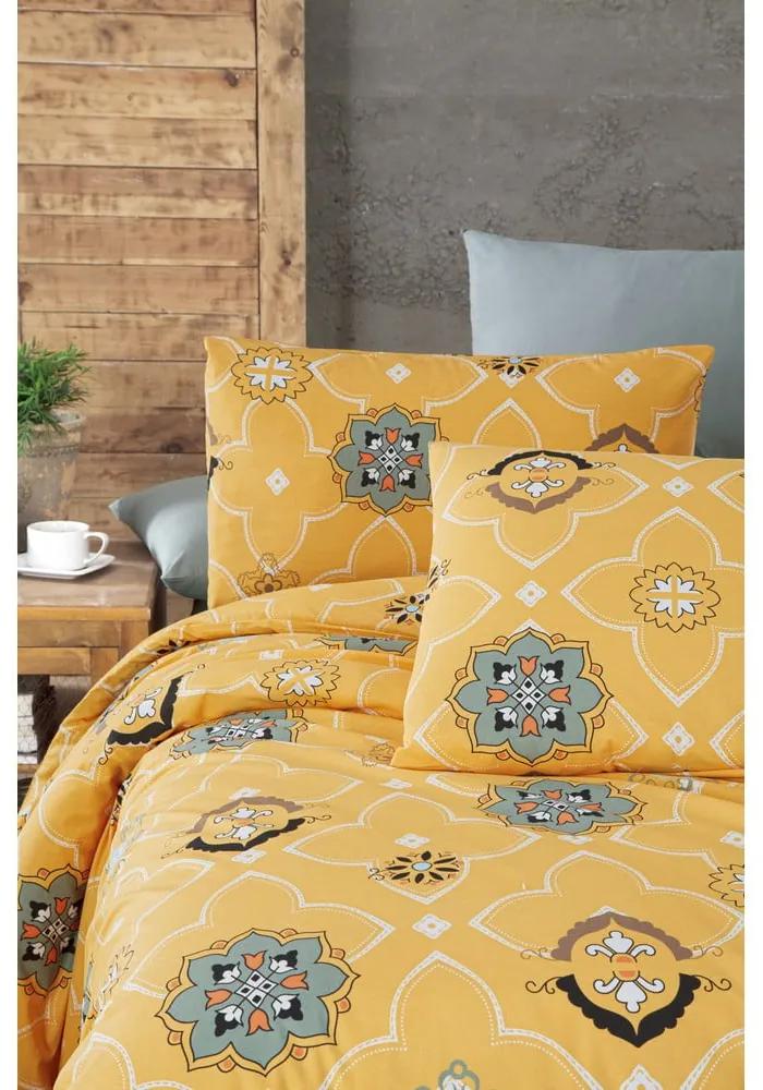 Жълто памучно спално бельо за двойно легло 200x200 cm Legend - Mijolnir