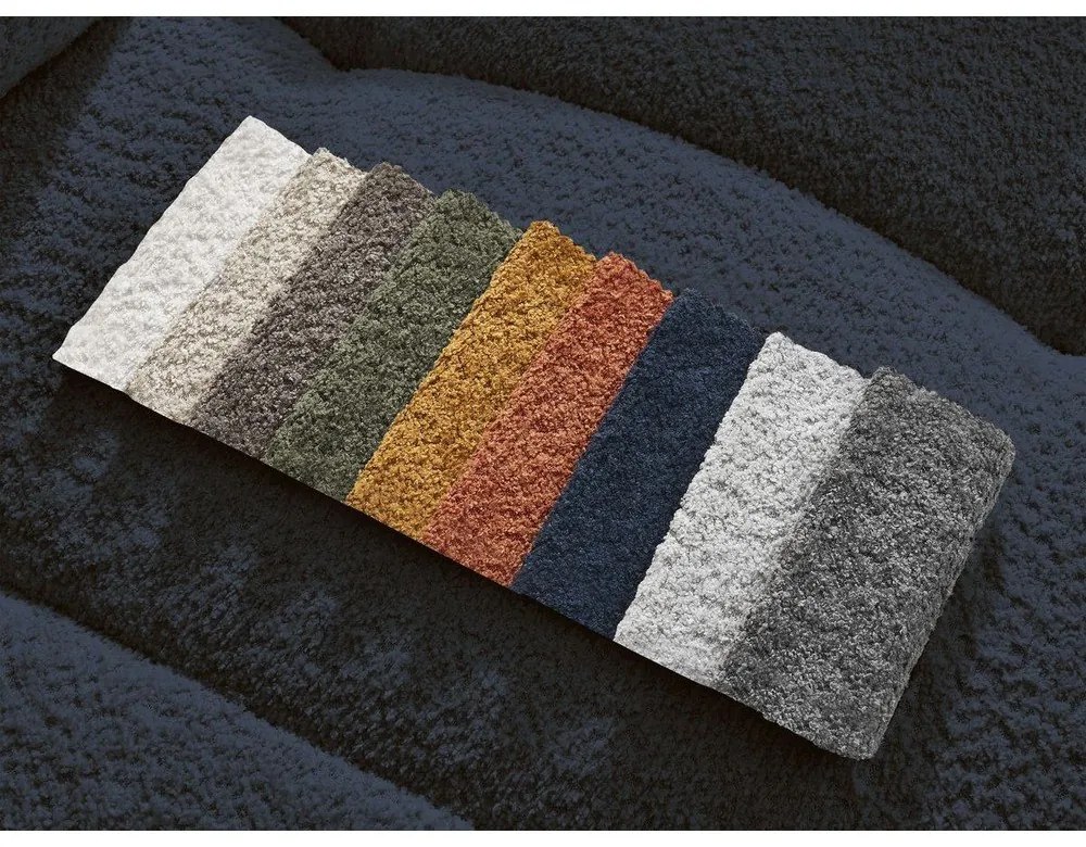 Син разтегателен ъглов диван с място за съхранение от букле (десен ъгъл) Roxelane – Bobochic Paris