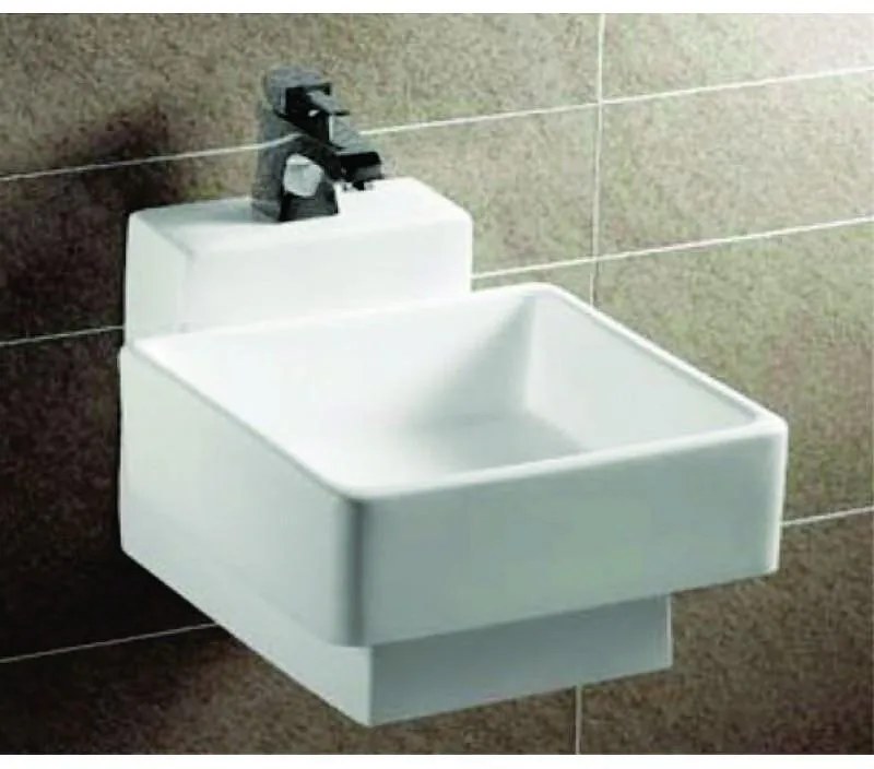 Мивка за баня ICB 838, стенен монтаж, с отвор за смесител, порцелан, бял, 47.5x37.5x32см