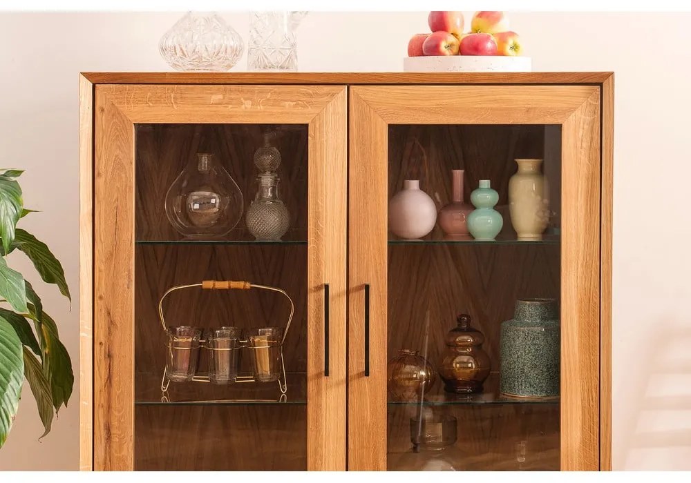 Витрина от дъбова дървесина в естествен цвят 97x125 cm Abies - The Beds