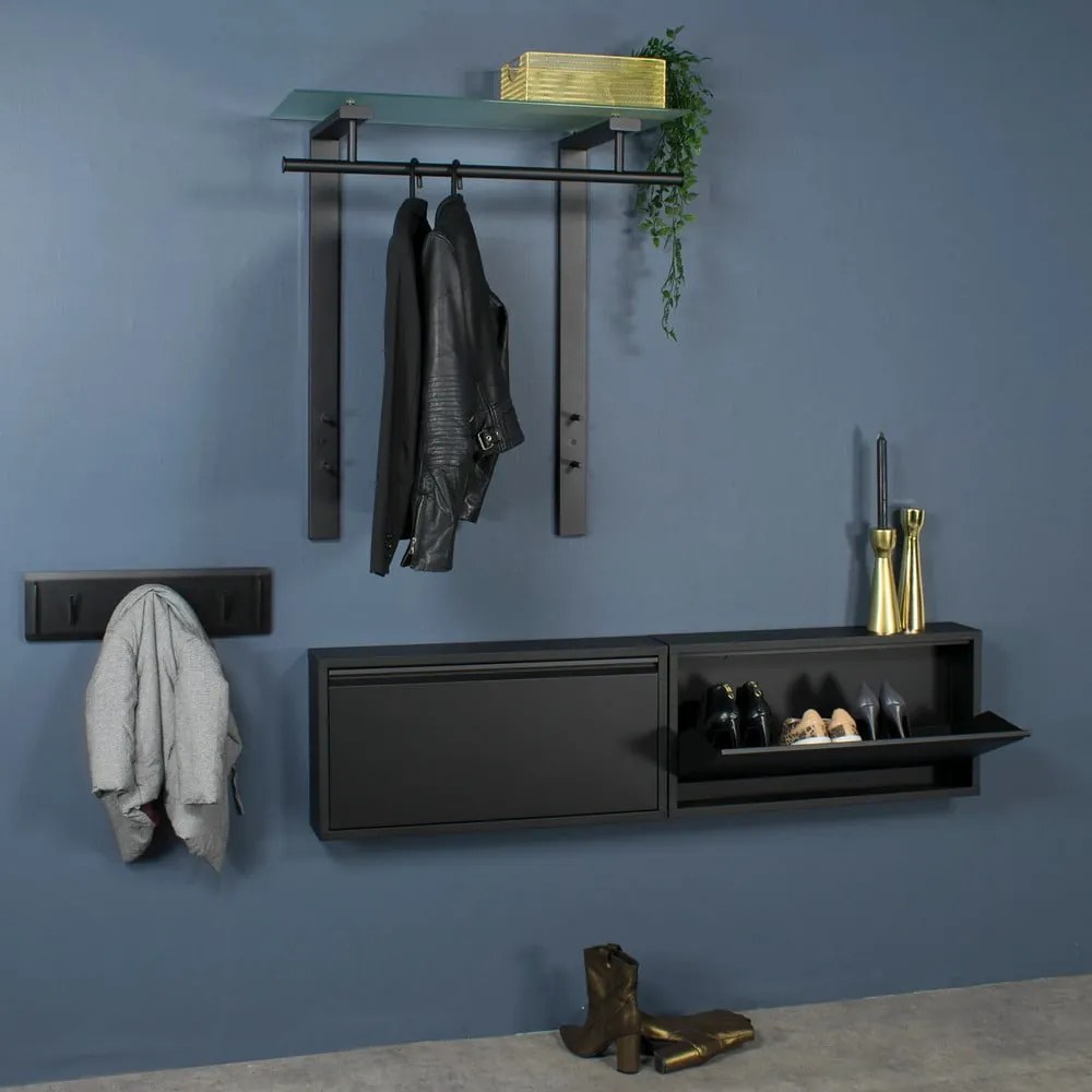 Черна метална стенна закачалка с рафт 80 cm Dutch – Spinder Design