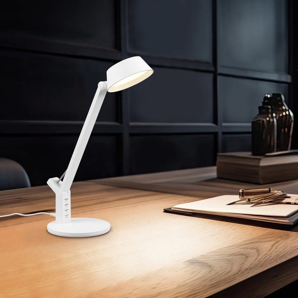 LED затъмняваща се настолна лампа в матово бял цвят (височина 40 cm) Ava – Trio