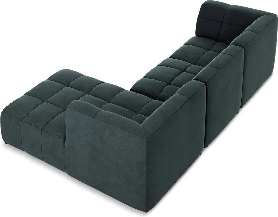 Син кадифен ъглов диван (десен ъгъл) Aloha – Makamii