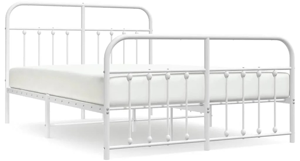 352647 vidaXL Метална рамка за легло с горна и долна табла, бяла, 150x200 см