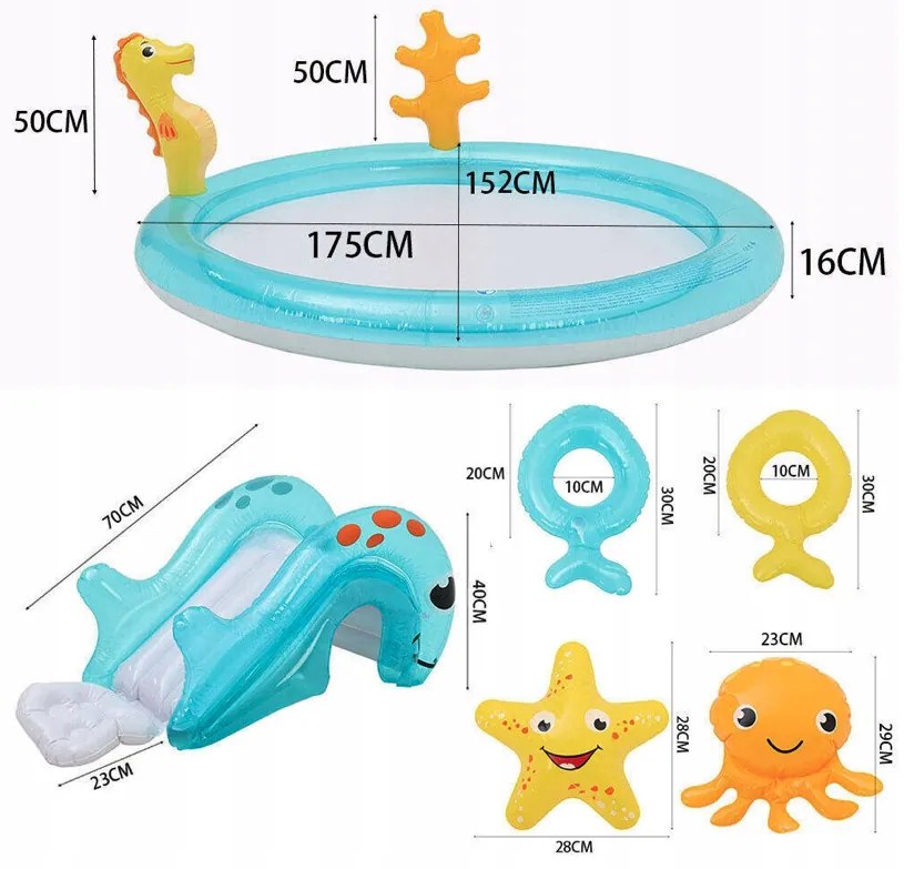 Детски надуваем плувен басейн 200 x 152 x 40 cm с аксесоари
