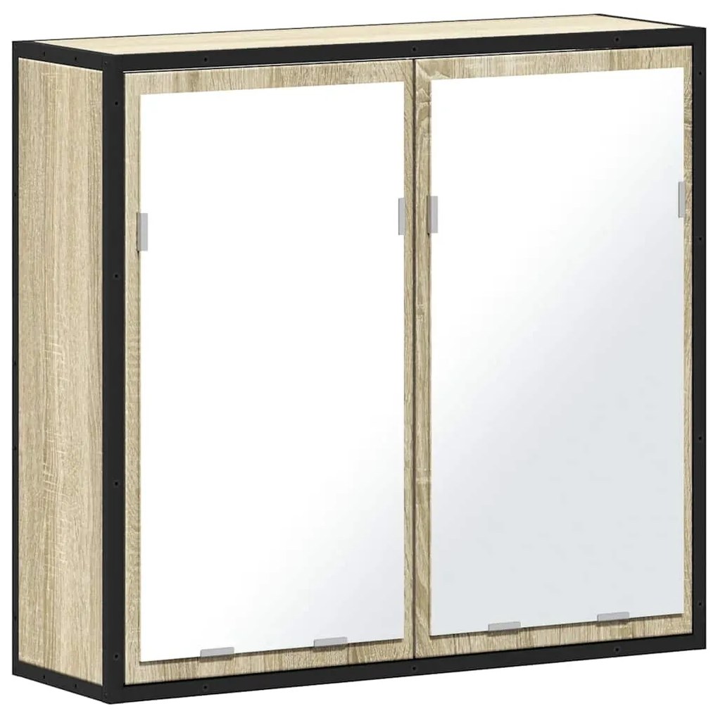849255 vidaXL Шкаф за баня с огледало, дъб сонома, 65x20x60 см, инженерно дърво