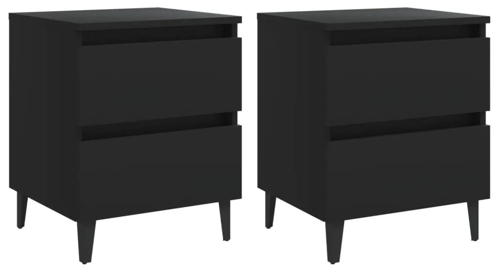 805872 vidaXL Нощни шкафчета, 2 бр, черни, 40x35x50 см, инженерно дърво