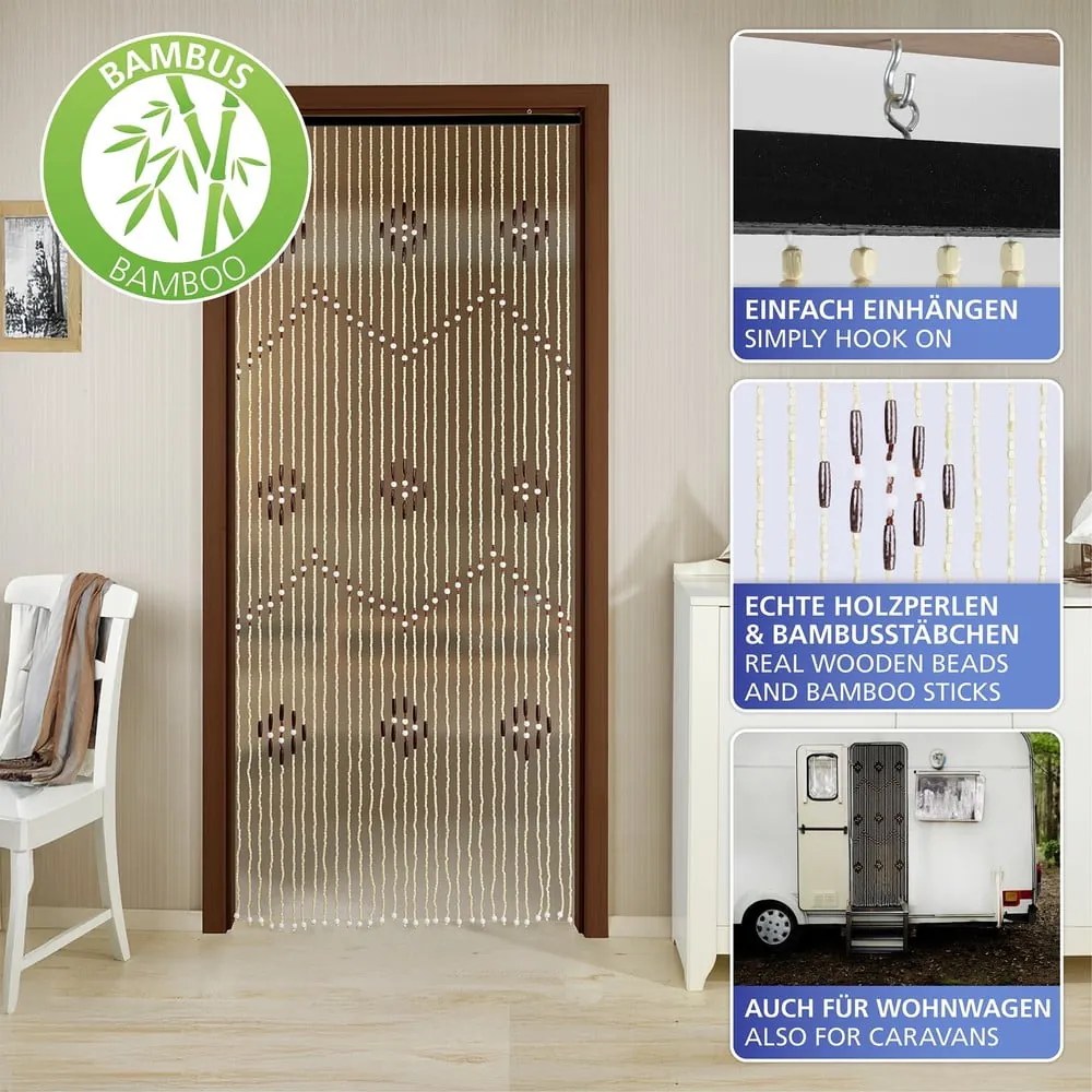 Бамбуково перде за врата в естествен цвят 90x200 cm – Maximex