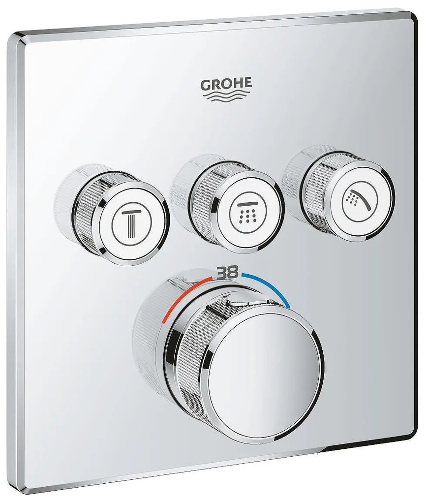 Термостат, 29126000 Grohtherm SmartControl, Grohe, за вграждане, хром, с 3 извода