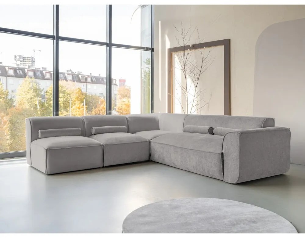 Светлосив ъглов диван (ляв ъгъл) Flex Felix – Miuform