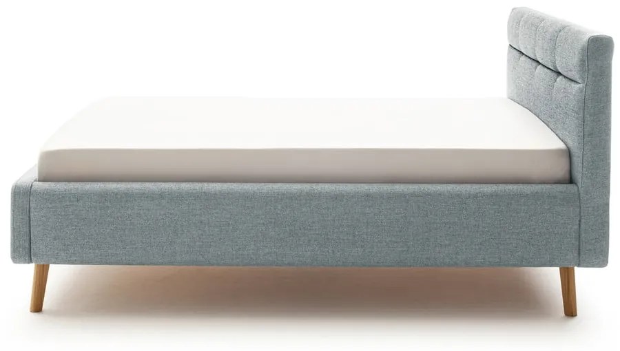 Сиво-синьо двойно легло 140x200 cm тапицирано с място за съхранение с включена подматрачна рамка Lotte – Meise Möbel