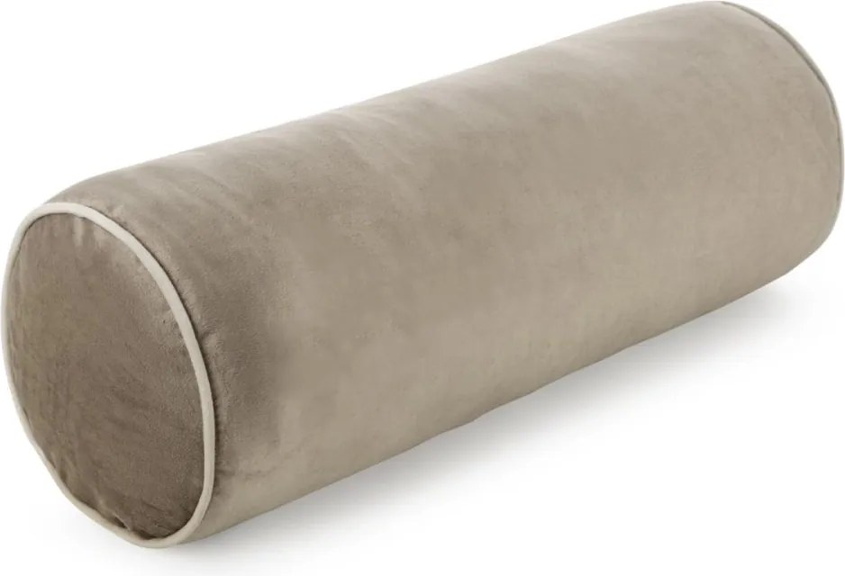 Декоративна кадифена възглавница във формата на руло kарамелено кафяво