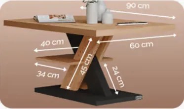 Модерна масичка за кафе Detroit - 90 x 60 x 45 cm Бял