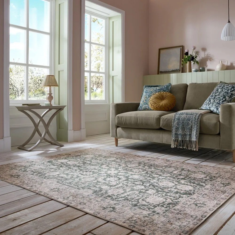 Зелен килим подходящ за пране 190x290 cm Beau Floral – Flair Rugs