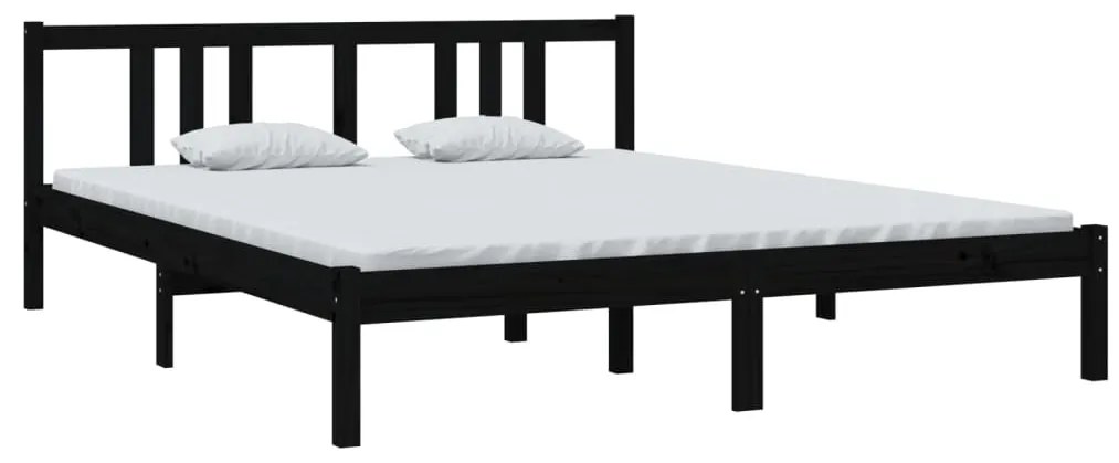 814898 vidaXL Рамка за легло, черна, дърво масив, 160х200 см