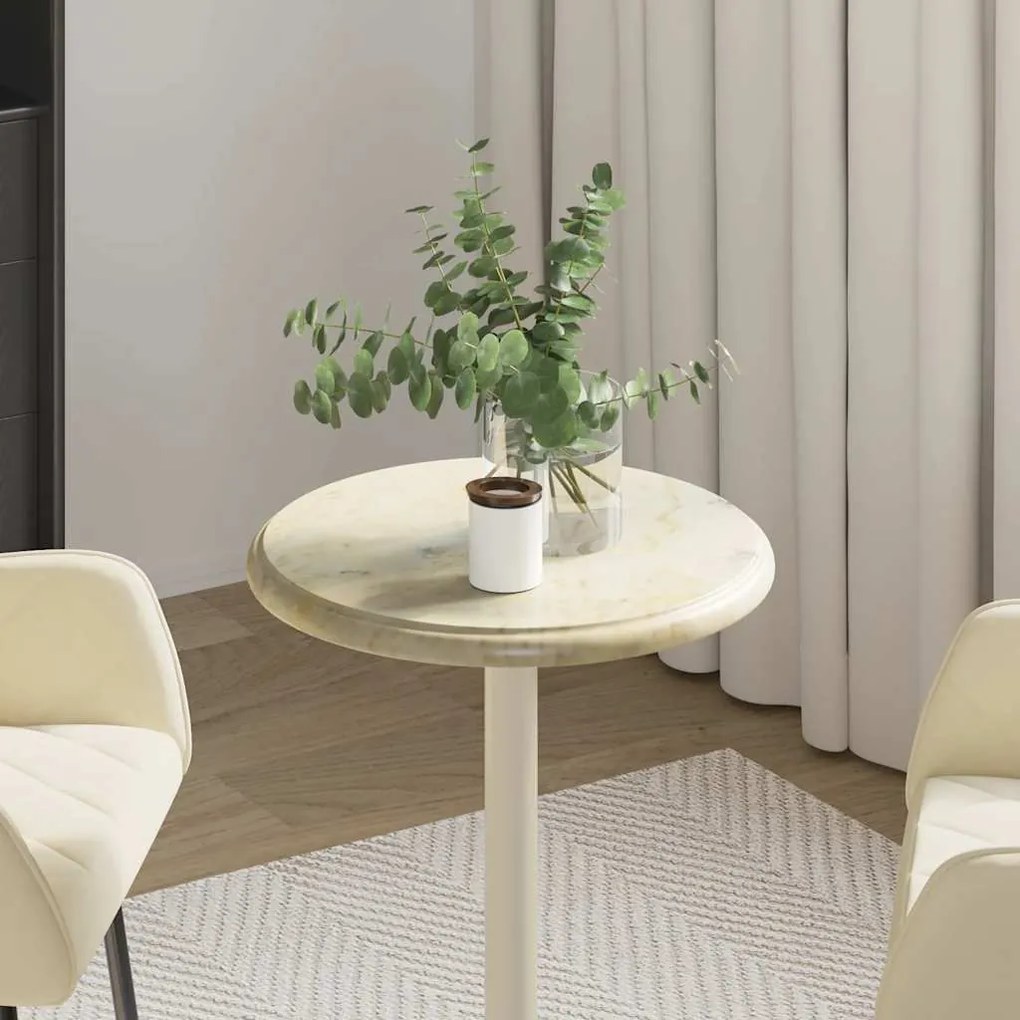 149189 vidaXL Плот за маса, кремав, Ø40x2,5 см, мрамор