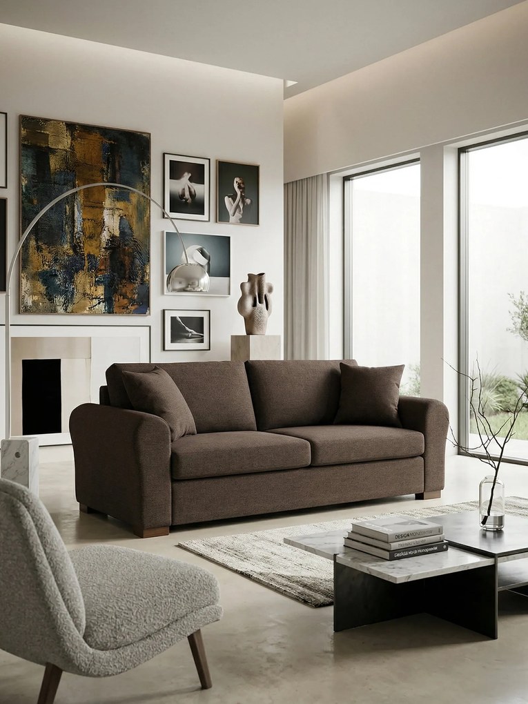 Диван Orpheas триместен-210L 90D cm-Chocolate