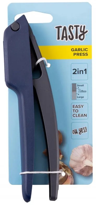 Преса за чесън Tasty Ocean Blue 678430, 2 размера на пресоване, Неръждаема стомана, Сив/Син