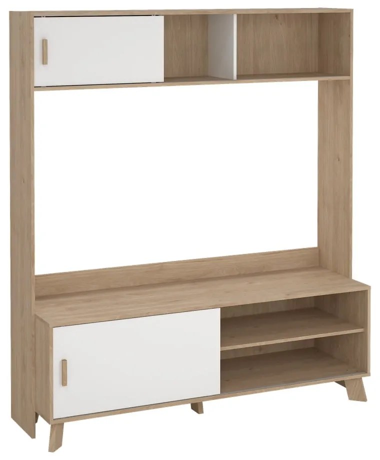 TV комплект от дъбов декор в бял и естествен цвят 159x181x48 cm Ikast – Tvilum