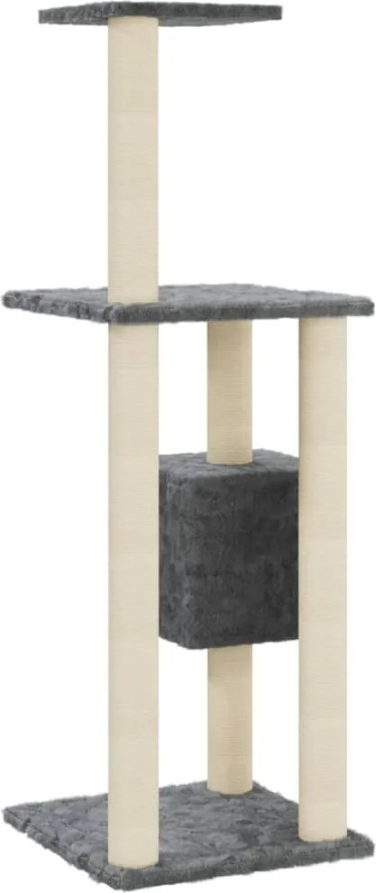 Котешко дърво със сизалени стълбове, тъмносиво, 104 см