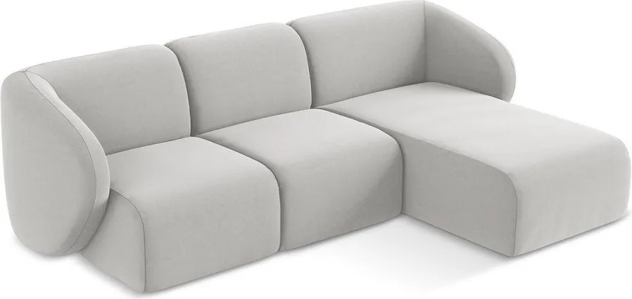 Светлосив кадифен ъглов диван (десен ъгъл) Lani – Makamii