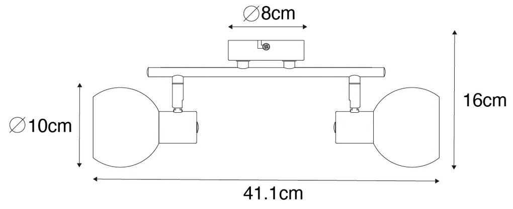 Прожектор в стил арт деко златен с розово стъкло 2-светлина - Vidro